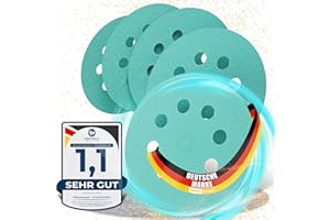 Woltersberger® Exzenter Schleifscheiben Ø 125mm | 8 Loch in grün | Schleifpapier für optimales schleifen, vielseitig einsetzbar, verschiedene Körnungen und Stückzahlen (10 Stück, P150 Körnung)