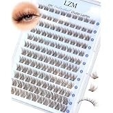 LZM Brown Individual Eyelashes, Fake Lashes, 8-14 mm, C Curl, Soft, DIY Brown Cluster Eyelashes, Individual Natural Brown Las