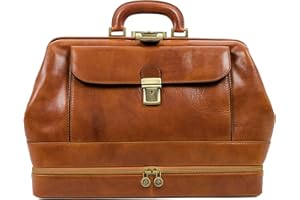 Time Resistance Borsa Medico in Pelle - Cartella da Dottore - Portadocumenti Sottobraccio - Borsa Vintage in cuoio stile medico