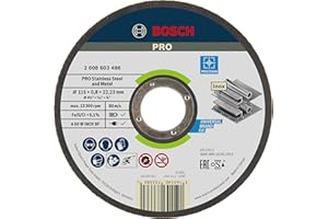 Bosch 1x PRO Stainless Steel and Metal Precision Thin Trennscheibe für kleine Winkelschleifer und 22,23 mm Bohrung (für Stahl, Edelstahl, Ø 115 mm, Professional Zubehör Kleiner Winkelschleifer)