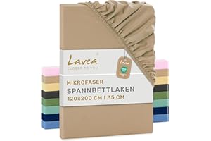 ‎LAVEA Lavea® Spannbettlaken Mikrofaser – Oeko-Tex Zertifiziert, kühlend & atmungsaktiv, schnelltrocknend, weich, pflegeleicht, Sand, 120x200 cm