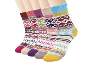 YSense Snug 5 Pares Calcetines Térmicos Mujer, Calcetines de Lana Cálidos para Mujer, Calcetine de Invierno, Multicolor