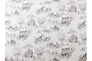 MELODY JANE Dolls House Toile de Jouy Black on White Miniature Picture Print Wallpaper