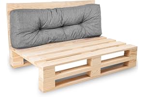 bananair - Cojines para Palets - Tela Resistente, Anti-UV y Repelente al Agua - Muy Cómodo, Relleno de Espuma - Cojines Exterior para Jardín y Terraza (Respaldo 120x40 cm, Gris)