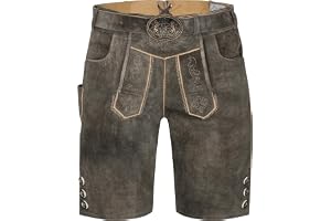 Schöneberger Traditionell couture läderbyxor, korta med kostymbä , kostymläderbyxor för oktoberfest, original nubuckläder