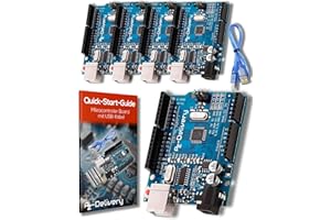 AZDelivery 5 x Microcontrolador ATmega328P Tarjeta Placa de desarrollo con Cable USB con E-Book incluido!
