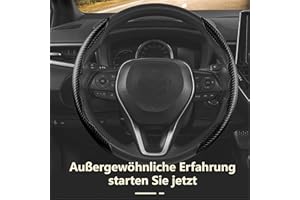 AOTOYOU Auto Lenkradbezug Universal Lenkradhülle Kohlefaser Anti Rutsch Lenkrad Abdeckung Segmentiert Lenkradabdeckung Schwarz 38cm