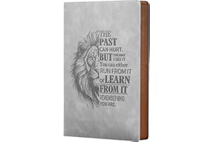 CAGIE Leather Journal for Men Soft Cover 208 Pages Lined Journals for Writing A5 Lion Journaling Notebooks Vintage Inspirational Diary, 5.7" x 8.3", Gray