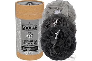 Temple Spring Recycelter Duschschwamm, Körperpeeling Badeschwamm, Luffa Schwamm, Peeling Schwamm für Eingewachsene Haare, Waschschwamm Körper, Loofah Body Scrubber, Duschschwamm Körper - Kiesstrand