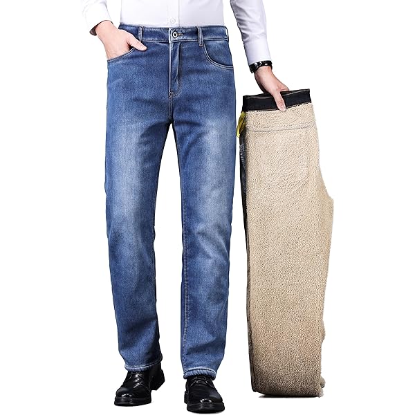 ZDSUHYIW Jeans Herren Stretch Regular Fit - Thermohose Mit Fleece Für Winter