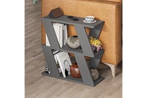 HOCUS PICUS Narrow Side Table with 2 Storage Shelf | 2 Tier Side Table | Slim End Table | Modern Design Sofa Table | Living Room, Office | Many Colour Options | 60x22x57cm (Anthracite)