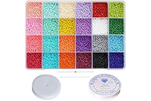 Bala&Fillic Taille 3mm Perles de rocaille Environ 8400pcs dans la boîte, 8/0 Perles de verre avec ficelle élastique pour la fabrication de bracelets