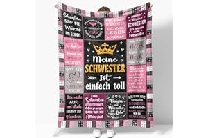 JOSOSO Schwester Geschenk Weihnachten, Geschenk Schwester Geburtstag, Geschenk für Schwester, Geburtstagsgeschenk Schwester, Geschwister Geschenk, Beste Schwester Geschenke Decke 150x130CM