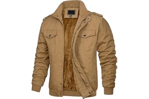 KEFITEVD Mens Warm Fleece Cargo Jacket Winter Military Bomber Jackets Windproof Work Coat with Multi Pockets