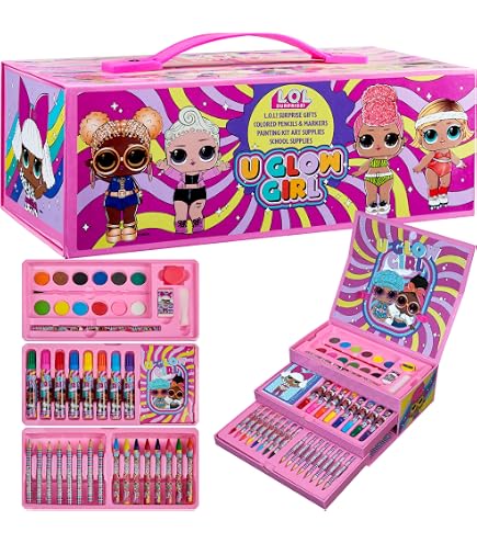HappyGoLucky Cadeau pour filles de 4 à 5 6 7 à 10 ans, kit de peinture pour enfants, choses cool pour adolescentes, filles, crayons de couleur, boîte de peinture pour filles, jouets
