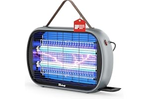 Buzbug Insektenvernichter für 465 m², inkl. 2 Ersatzlampen, 20W Elektrischer Insekten- und Mückenkiller, Fliegenfalle, für Küche, Restaurant, Garage, Patio -MA015 (Pewter)