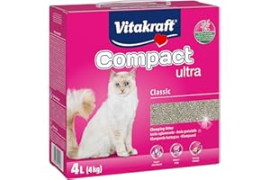 Vitakraft Compact Ultra Classic, litière agglomérante pour chats, neutralise les odeurs, retrait propre et facile (1x 4kg)