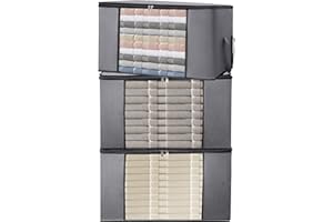 ALPOONS® - Aufbewahrungstasche (90 L 3 er) aus 150 GSM atmungsaktiver Vliesstoff extra dick für die Aufbewahrung Kleidung. Aufbewahrungstasche für Bettdecken, die für Ordnung sorgt im Kleiderchaos.