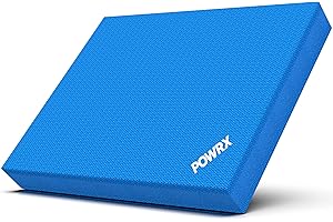 POWRX Balance pad in gomma piuma (40x34x5 cm o 48x38x6 cm) - Cuscino propriocettivo per esercizi di equilibrio, coordinazione, fisioterapia e riabilitazione - Superficie antiscivolo + PDF workout