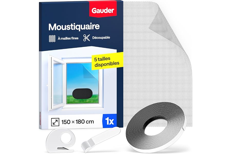 GAUDER Moustiquaire pour Fenêtre - Filet Anti-Insectes avec Bande Auto-Agrippante - Moustiquaire Adhésive pour Fenêtre - Auto