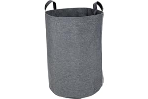 Bigso Box of Sweden Cesto de tela para ropa, juguetes, etc. – Cubo de almacenaje con dos asas – Cubo para la ropa sucia grande, de poliéster y cartón con aspecto de lino – gris
