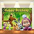 Party Baazaar Masha Birthday Banner | Cartoon Theme Party Decoration for Girls & Boys | Happy Birthday Wall Hanging Banner for Masha (5x4 Feet)