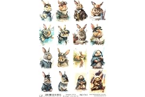 Josys Bastelmärchen Reispapier A4 Strohseide Decoupage Ostern Hasen mit Berufen RE1741