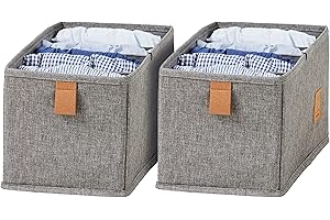 LOVE !T STORE !T LOVE IT STORE IT - Premium - Set di 2 Organizer Biancheria Intima in Lino - Contenitori per Cassetti 6 Comparti - Pieghevoli e Rinforzati - Grigio - 30x15x15cm