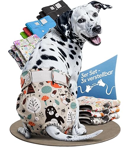Avont Luiers voor vrouwelijke honden, verstelbaar met riem, broekje voor hond, vrouwelijk, warm, zeer herbruikbaar, M, 3 stuks, zwart