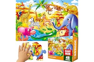 QUOKKA Giant Floor Puzzles for Kids Ages 3-5 - 2x3 Feet 48 Piece Large Puzzles for Kids Ages 4-8 - Educational Toys for Boys and Girls - Africa Toy Gift Activities