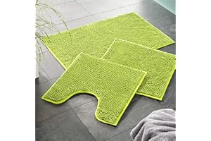 WohnDirect Premium Tappeto da Bagno con Foro per Il WC 45x45cm - Verde - Tappetino da Bagno Morbido e Antiscivolo - Microfibra Durevole e Assorbente, Lavabile in Lavatrice