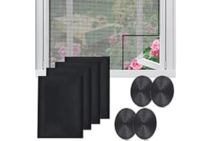 YARUJING 4 Pcs Zanzariera Per Finestra 130x150cm Zanzariera a Prova Di Insetti Regolabile Zanzariera Finestra Con 4 Rotoli Di Nastro Autoadesivo Zanzariere Per Finestra Anti-Zanzariera Senza Trapanare (Nero)