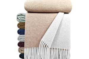 ‎STTS INTERNATIONAL STTS International Wolldecke 100% Schurwolle Wohndecke in versch. Farben 140 x 200 cm Tagesdecke Schurwolldecke Woll-Plaid Tirol (Weiß-Beige (Double face), 140 x 200 cm)