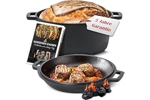 ‎OTTIA Ottia reiner Gusseisen Topf, 26cm, als Brotbackform, Brotbacktopf, Dutch Oven, Brotbackform, Schmortopf, Bräter, Bratentopf, zum Brot backen, Cast Iron pot, Cocotte, aus dem Fachhandel, aus Hamburg