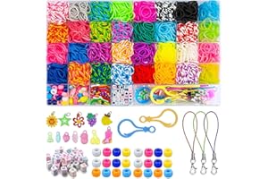 Folaein Loom Bänder Set, 2700 Looms Gummis Bänder Starter Set,DIY Gummibänder Kit für Armbänder, Elastisches Loombänder Kinder Basteln Geschenk Weihnachten für Kinder