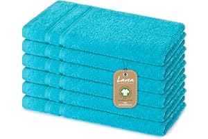 ‎LAVEA Lavea 6er Set Gästetücher, Türkis, 30 x 50 cm Premium Frotteeserie Bali | GOTS Zertifiziert, 100% Bio Baumwolle