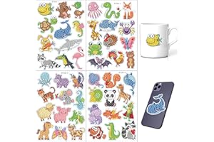 JODSEN 47 Pieces 5D Diamond Painting Stickers,Animal Cartoon DIY Painting Sticker Kits Printed by Numbers,Creative Craft Diamond Art Mosaic Stickers for Kids,Boys and Girls,Beginners Fun Gifts