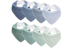 Kewlife gift Baberos Bebe de Muselina Para Bebé, Pañuelo Triángulo Para el Cuello Del Bebé, Baberos Ajustables Para Niños y Niñas - 6 Paquetes