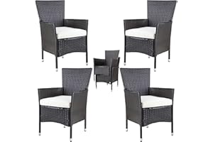 ‎CASARIA Casaria® Garden Chairs Set of 4 Polyrattan Stackable with Cushions 160 kg Load Capacity Weatherproof Outdoor Garden Patio Balcony Stackable Chair Chair Armchair