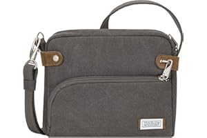 Travelon Unisex's Anti-Theft Heritage Crossbody Bag Travel Totes, Pewter, 9.75 x 7.75 x 2.5