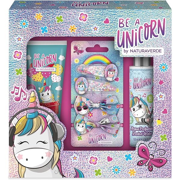 NATURAVERDE Set Regalo Sirene - Bagnoschiuma, Shampoo, Balsamo E Mollettine Per Bambini