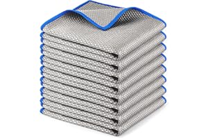 Ekedalen 8X Paño de Limpieza Magico, Bayetas Microfibra para Cristales sin Pelusa, Trapos de Nanoescala para Espejos Ventana Coche Baño Hogar Oficina, Paños y Toallas de Cocina Gris 40x30cm
