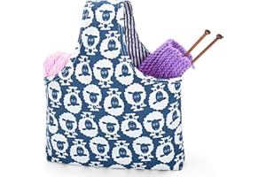Teamoy Knitting Tote Bag, Travel Project Wrist Bag for Knitting Needles(up to 11 Inches), Yarn and Crochet Supplies, Multipurpose, Perfect Size for Knitting on The Go (Small, Sheep)
