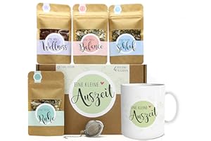‎OWLBOOK OWLBOOK Tee Geschenkset | Geschenke für Frauen und Männer | inklusive Teesieb und 4 Teesorten (Set, Auszeit)