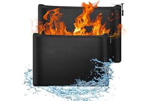 WUFANC Pochette Anti Feu, 2 Pièces Sac Ignifuge (29,5 cm x 20,5 cm, 28 cm x 18 cm, 2200 °F) Étanche et RéSistant à la Chaleur, Pochette Ignifuge pour Documents/Passeports/Billets Bancaires et EspèCes