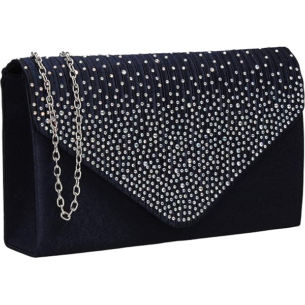 CORIOS Avondtas voor Vrouwen Strass Clutch Bag Sparkly Crystal Handtas Bruids Bruiloft Portemonnee Glitter Schoudertas, Zwart, Large
