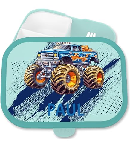 Mepal Bentobox Lunchbox - Drachendesign, Personalisierbar, 900 Ml, Blau, Mit 2 Einsätzen & Gabel