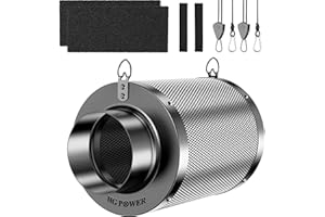 HG Power Aktivkohlefilter 100mm, Länge 200mm – 38mm Premium Australische Virgin-Aktivkohle, Geruchskontrolle für Grow-Zelt, Hydrokultur & Rohrventilator, inkl. 2 Vorfilter & Reversibler Flansch