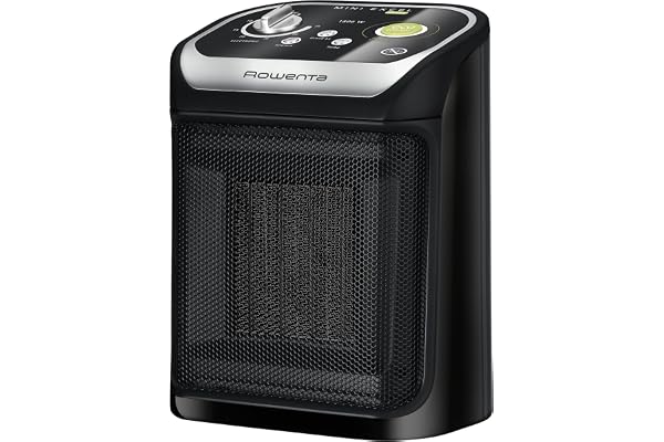 Rowenta SO9265F0 Radiateur Soufflant Céramique Mini Excel Eco Safe Chauffage d’Appoint 2 Réglages Température Chaud Mode Economie Energie Ventilation Froid Ventilateur 1800W Noir