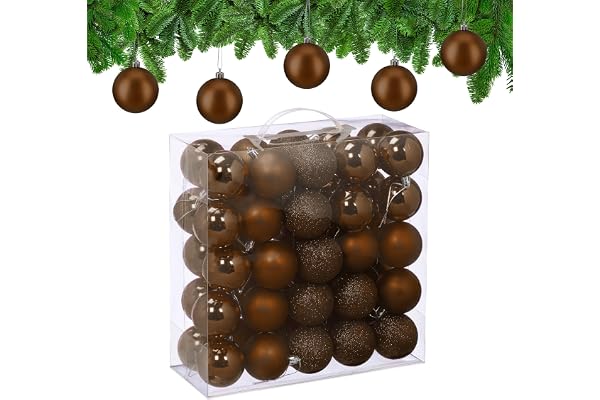 Relaxdays julkulor 50-pack, plast, D: 6 cm, bruna